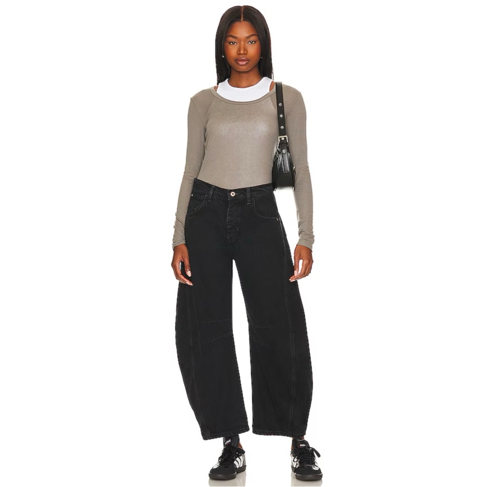 Free People x We The Free Good Luck Mid Rise Barrel Jeans in Soundwave